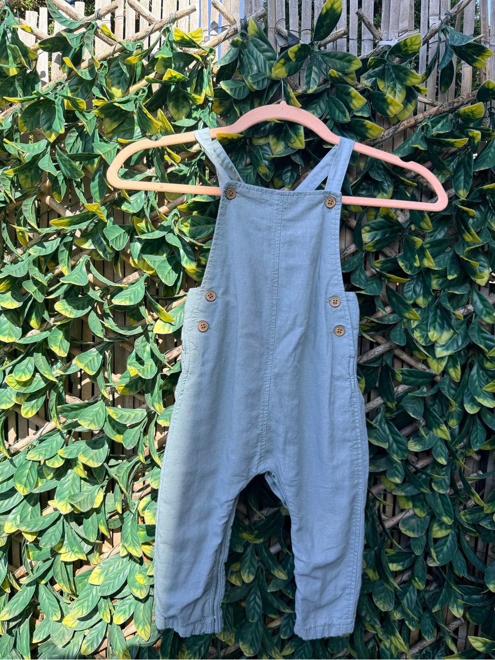 4/$25 • Next Baby Linen Cotton Blend Ocean Hue Overalls